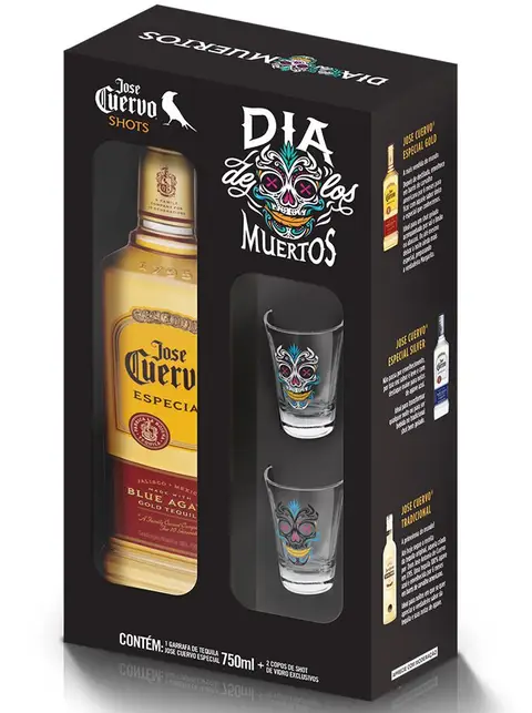 Kit José Cuervo Ouro 2 copos 750 ml – Dia de los Muertos