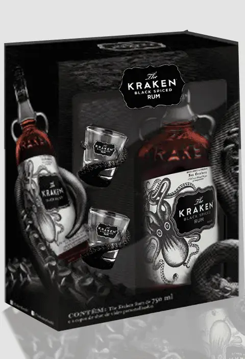 Kit Rum Kraken + 2 copos Shot 750 ml