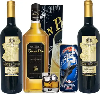 Kit 02 Vinho Chileno Monte Santi Cabernet Sauvignon 2006 + 01 Whisky Gran Par