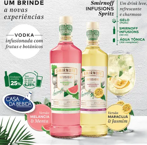 Vodka Smirnoff Infusions Melancia & Menta 998ml