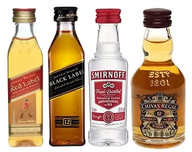Kit 4 Miniaturas Red Black Smirnoff Chivas 50ml