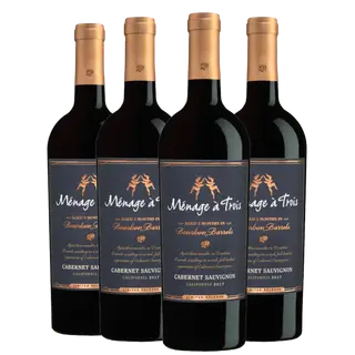 Kit 4 Garrafas Vinho Tinto Menage a Trois Bourbon Barrels Cabernet Sauvignon 750ml