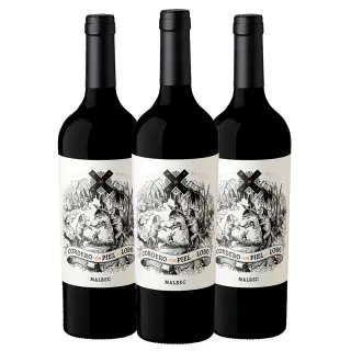 Kit 3 Garrafas Vinho Tinto Cordero con Piel de Lobo Malbec 750ml