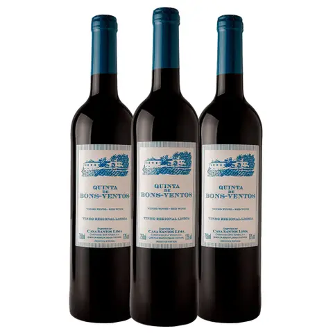 Kit 3 Garrafas Vinho Tinto Quinta de Bons Ventos 750ml